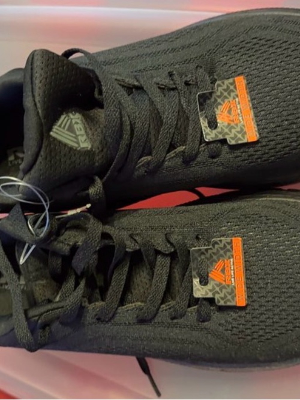 RBX Men's Black Knit Lace-Up Sneakers with Orange Logo Tabs